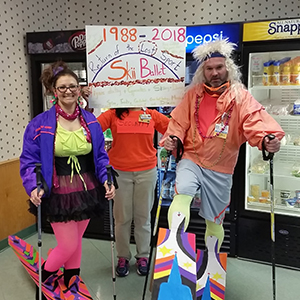 Michelle Smith and Brian Ward image of Michelle Smith and Brian Ward dressed as a skiing ballet team